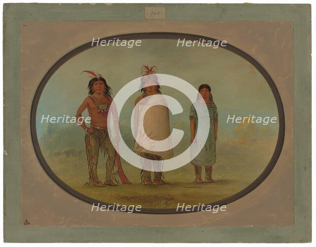 Two Chippewyan Warriors and a Woman, 1855/1869. Creator: George Catlin.