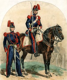 French artillery uniforms, 19th century. Artist: Unknown