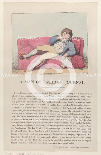 A Man of Fashion's Journal, May 1, 1802., May 1, 1802. Creator: Thomas Rowlandson.