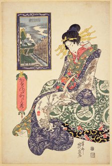 Oiranda kagami. Yoshiwara tanbo, ca 1825. Creator: Eisen, Keisai (1790-1848).