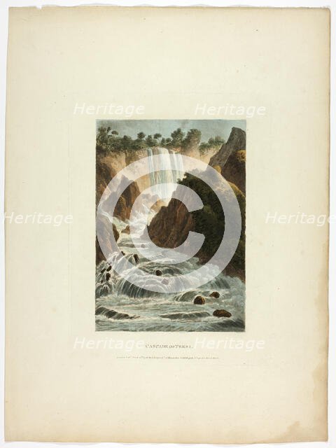 Cascade of Terni, plate fourteen from the Ruins of Rome, March 28, 1798. Creator: Matthew Dubourg.