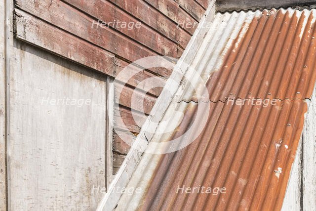 Corrugated iron roof, Anchor Studio, Trewarveneth Street, Newlyn, Cornwall, 2019. Creator: Steven Baker.