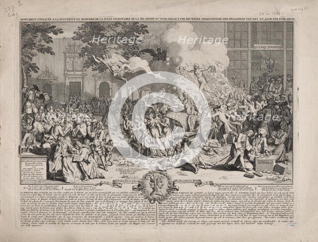 Monument consacré a la posterité en memoire de la folie incroyable de la XX. année du XVIII..., 1720 Creator: Bernard Picart.