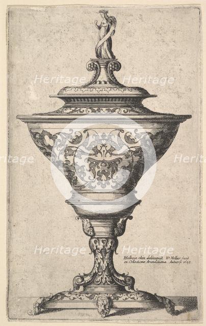 Ornate goblet on feet of masks, 1645. Creator: Wenceslaus Hollar.