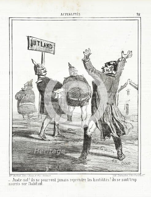Juste Ciel! Ils ne pourront jamais reprender les hostilités! Ils se sont trop nourris sur..., 1864. Creator: Cham.