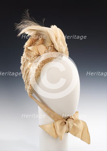 Wedding bonnet, American, ca. 1883. Creator: Snedden.