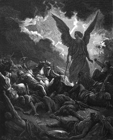 Archangel Gabriel, instrument of God, smiting the camp of Sennacherib and the Assyrians, 1865-1866. Artist: Gustave Doré