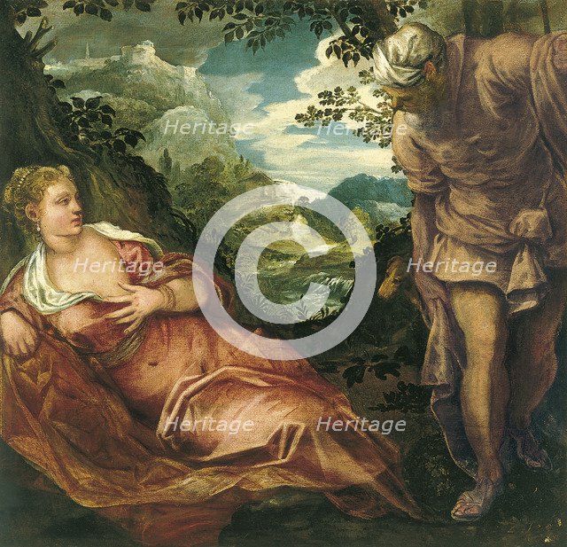 The Meeting of Judah and Tamar. Artist: Tintoretto, Jacopo (1518-1594)