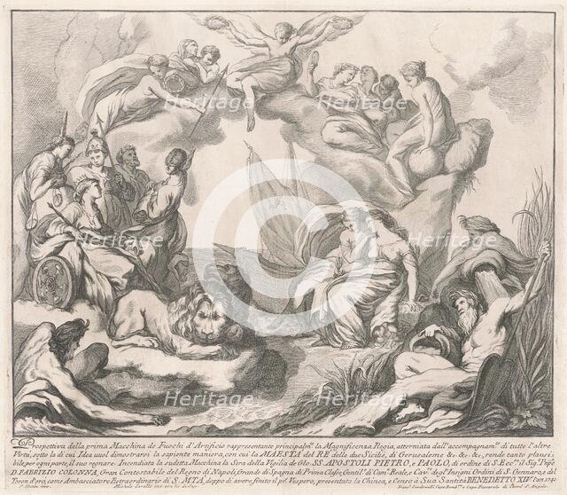 The Prima Macchina for the Chinea of 1741: Allegory of Regal Magnificence, 1741. Creator: M Sorello.