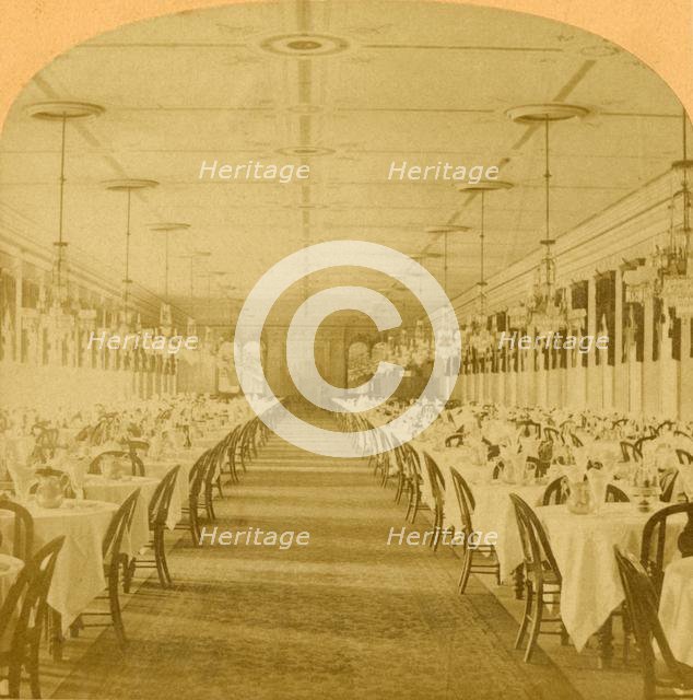 'Dining Hall, Grand Union Hotel, Saratoga, Largest Dining Hall in the World', 1882. Creator: BW Kilburn.