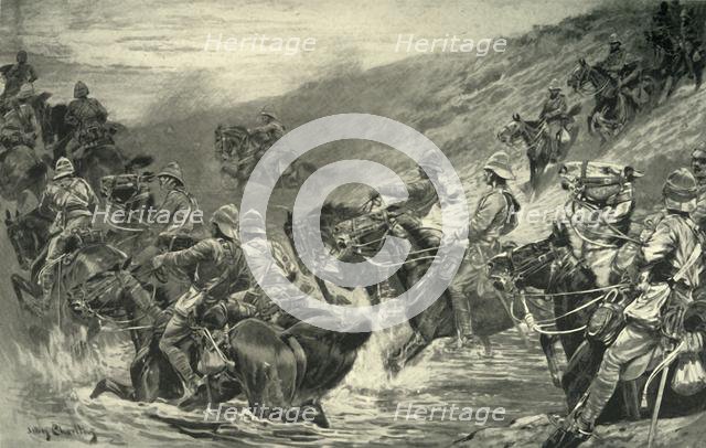 'The Dash for Kimberley - The 10th Hussars Crossing Klip Drift', 1900. Creator: John Charlton.