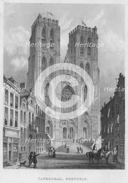 'Cathedral, Brussels', 1850. Artist: Shury & Son.