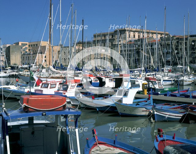 Boats, The Old Fort, La Cala, Palermo, Sicily, Italy.