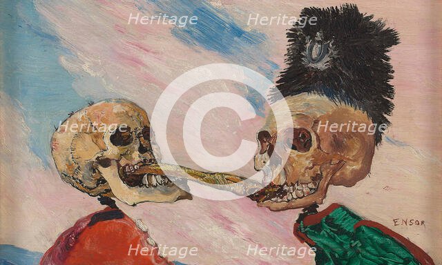 Skeletons Fighting over a Pickled Herring, 1891. Creator: Ensor, James (1860-1949).