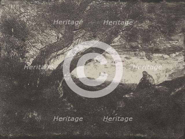 The Dreamer, original impression 1854, printed in 1921. Creator: Jean Baptiste Camille Corot (French, 1796-1875); M. Le Garrec.