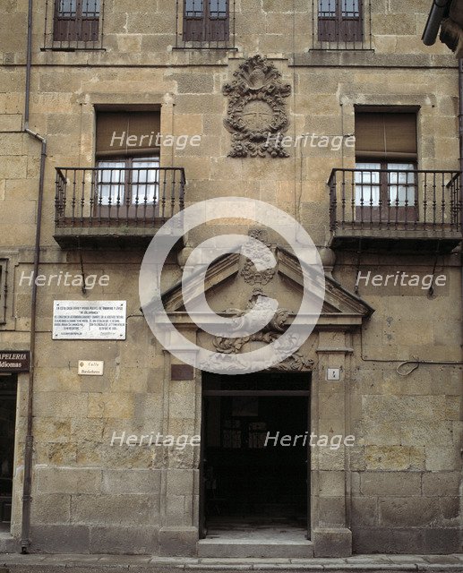 Front of the house where lived and died Miguel de Unamuno (1864-1936), Spanish writer.