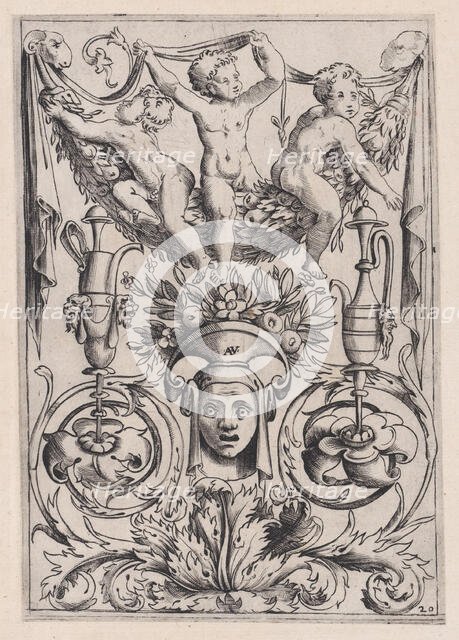 Ornamental Panel, ca. 1514-36. Creator: Agostino Veneziano.