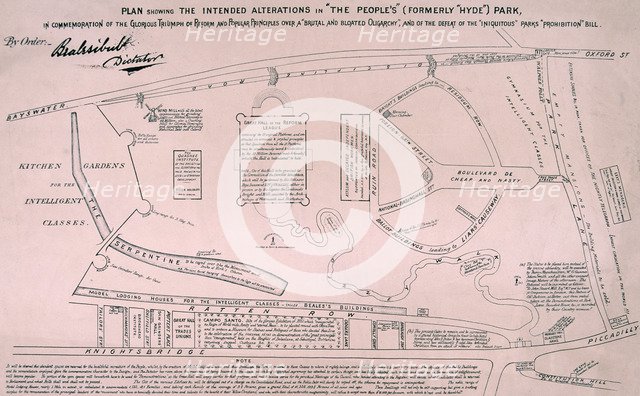 Plan of Hyde Park, 1867.  Artist: Anon