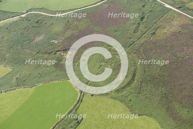 Caer Bran Iron Age multivallate hillfort earthwork, near Sancreed, Cornwall, 2016. Creator: Damian Grady.