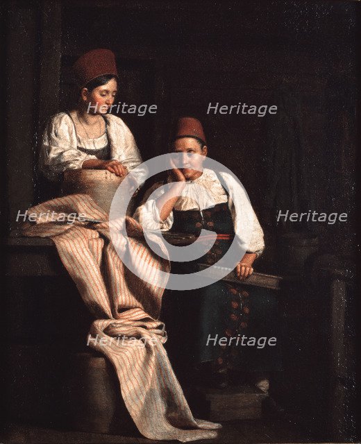Weavers. Artist: Tyranov, Alexei Vasilyevich (1808-1859)