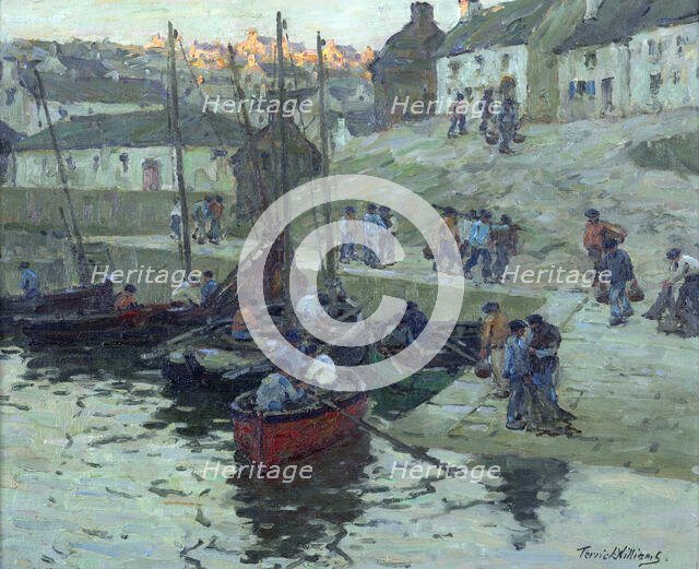 Fishermen at sundown, Audierne, Brittany, c1912. Creator: Terrick Williams.