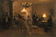 An Evening Party in the Artist's Home, 1899. Creator: Viggo Johansen.