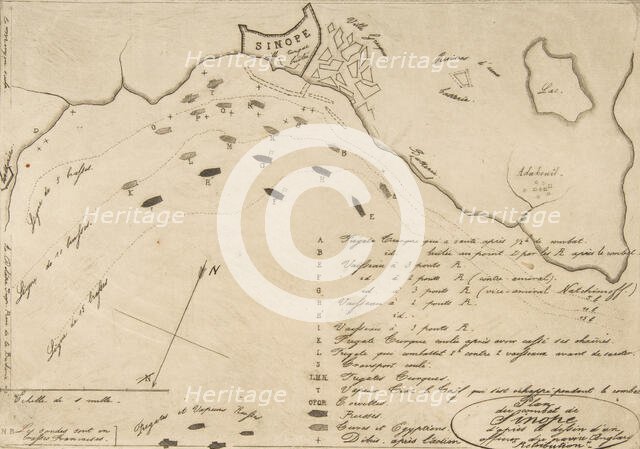 Plan du Combat de Sinope (Plan of the Battle of Sinope), 1853. Creator: Charles Meryon.