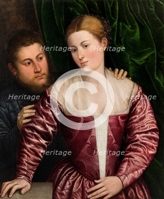 Double Portrait of a Venetian Woman and her Cavalier, c1560. Creator: Paris Bordone.