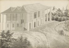 Country house with colonnade in Kramat in Batavia, 1840. Creator: Anon.