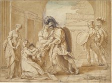 Hector taking leave of Andromache: the Fright of Astyanax, 1766. Creator: Benjamin West.