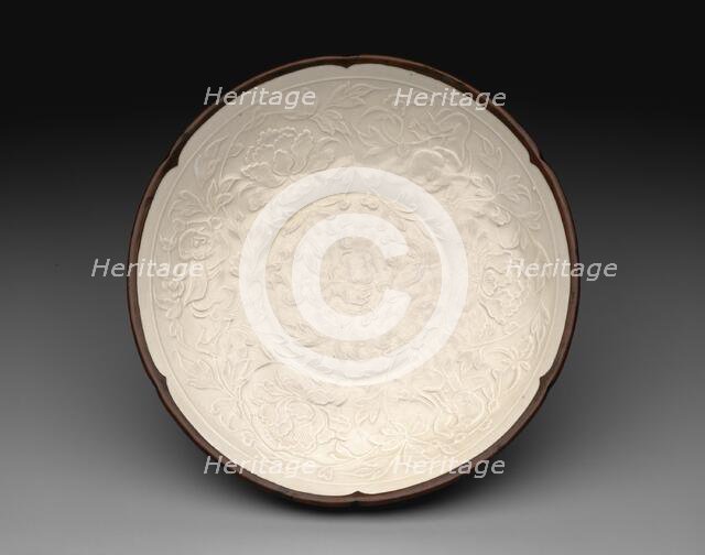 Dish with Peony Sprays and Four Boys, Jin dynasty (1115-1234), 12th century. Creator: Unknown.