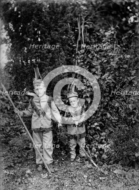 Two boys dressed as American Indians, c1896-c1920. Artist: Alfred Newton & Sons