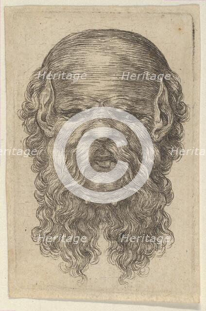 Mask of a Bald Man with Pointed Ears and a Long, Parted Beard, from Divers Masques, ca. 1635-45. Creator: Francois Chauveau.