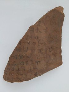 Ostrakon with the Fragments of Two Letter to Apa Cyriacus, Coptic, 600. Creator: Unknown.