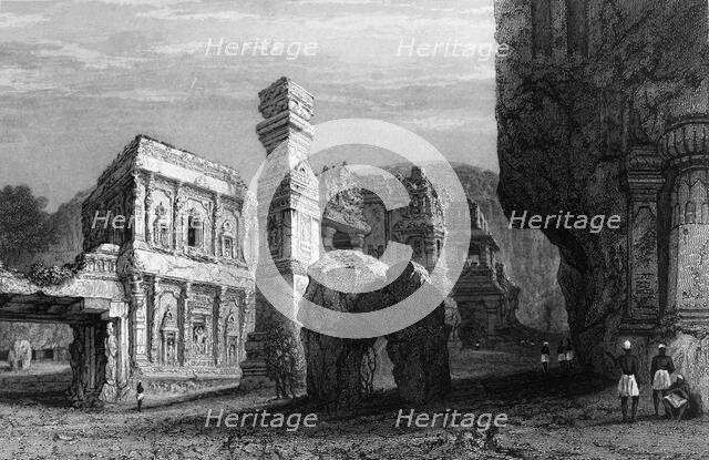 'Excavated Temple of Kylas, Caves of Ellora', 1834. Creator: Samuel Prout.