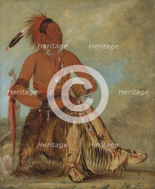 Nóm-ba-mon-nee, Double Walker, a Brave, 1832. Creator: George Catlin.