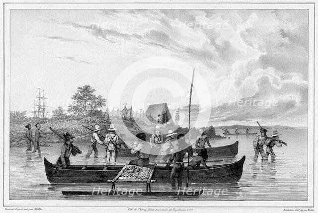 Departure for an excursion to the island of Ualan (the Carolinas), 19th century. Creators: Friedrich Heinrich Kittlitz, Godefroy Engelmann, Emile-Charles Wattier.