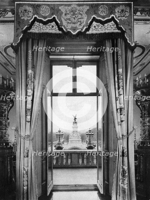 View of the Victoria Monument from inside Buckingham Palace, London, 1935. Artist: Unknown
