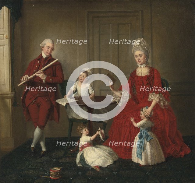 Portrait of Mr. And Mrs. James Blew And Their Three Children In An Elegant Interior.