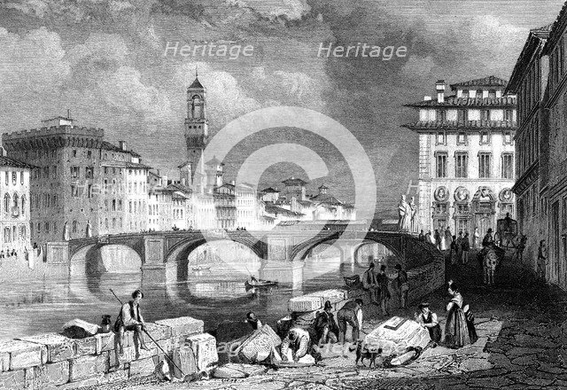The Ponte Santa Trinita, Florence, Italy, 19th century.Artist: J Redaway
