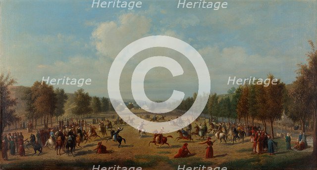 Game of Jereed in Kagithane, c. 1890. Artist: Acquarone, Luigi (1800-1896)