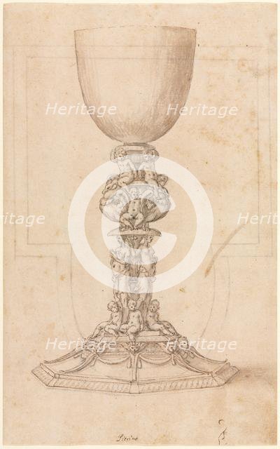 Design for a Chalice (recto) Architectural Plan (verso), mid 1500s. Creator: Luzio Romano (Italian, active 1528-75).