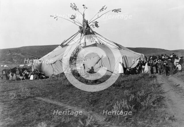 Sun dance in progress-Cheyenne, c1910. Creator: Edward Sheriff Curtis.