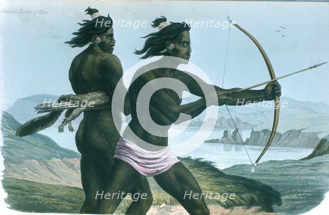 North American San Francisco Indians hunting with bows and arrows, c1840. Artist: Unknown