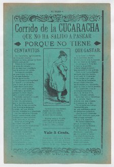 Broadsheet with a ballad about camp life hardships for women, profile of a..., ca. 1918 (published). Creator: José Guadalupe Posada.