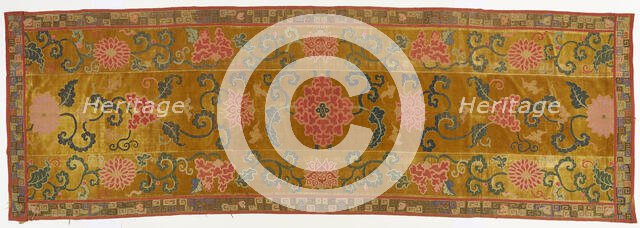 Brocade, velvet, in the form of a wall hanging, Qing dynasty, 1662-1722. Creator: Unknown.