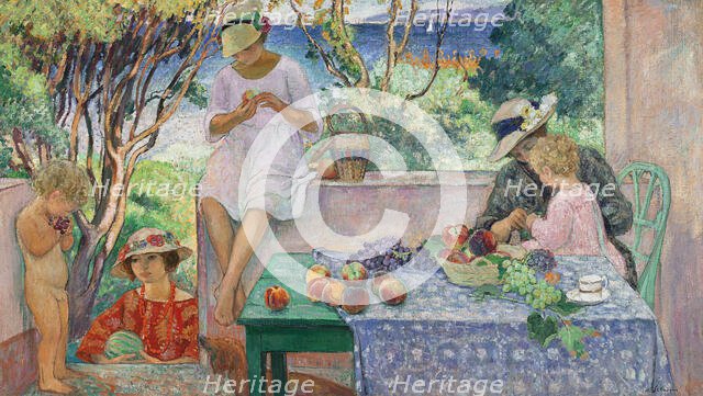 Afternoon tea on the terrace in Sainte-Maxime, 1914. Creator: Lebasque, Henri (1865-1937).