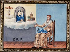 A woman appealing to Christ, to Sansovino's Virgin and Child and to Saint..., early 19th century. Creator: Unknown.