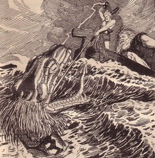 Thor and Hymir Fishing. Illustration for The Edda: Germanic Gods and Heroes by Hans von Wolzogen. Artist: Stassen, Franz (1869-1949)