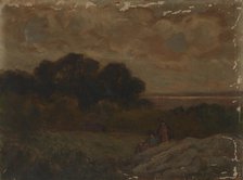 Untitled (Landscape with Two Women Reclining on Rocks). Creator: Edward Mitchell Bannister.